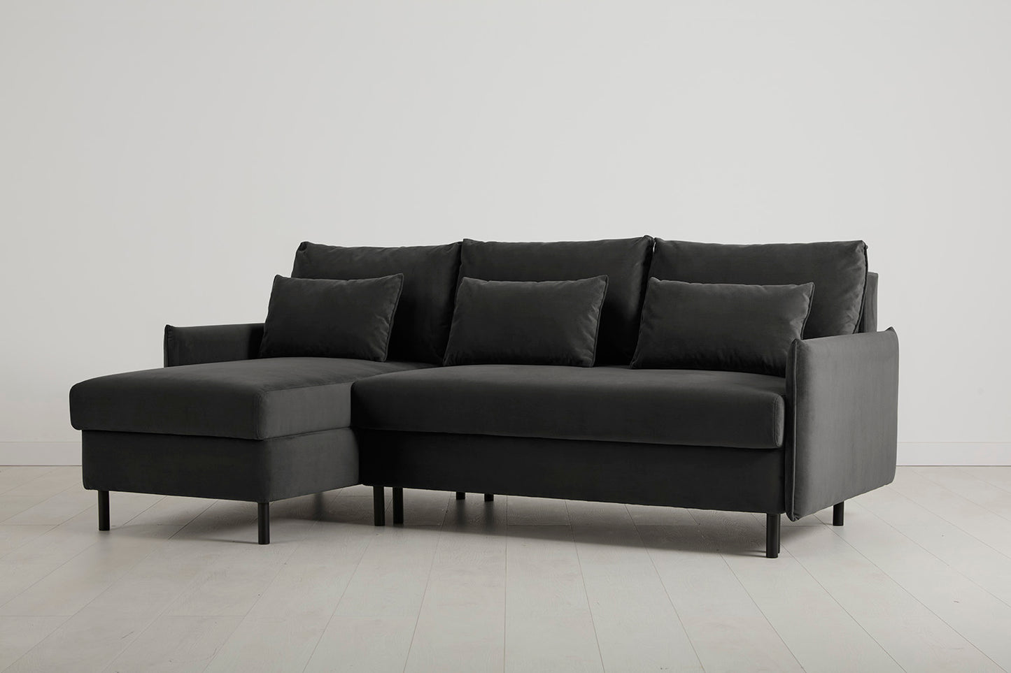 Model 12 Sofa Bed with Storage 3 Seater Left Chaise, Charcoal