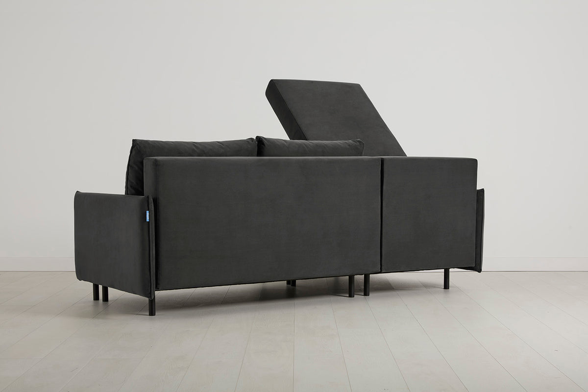 Model 12 Sofa Bed with Storage 3 Seater Left Chaise, Charcoal