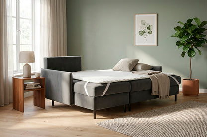 Model 12 Sofa Bed with Storage 3 Seater Left Chaise, Charcoal