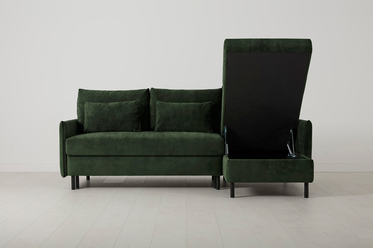Model 12 Sofa Bed with Storage 3 Seater Right Chaise, Conifer