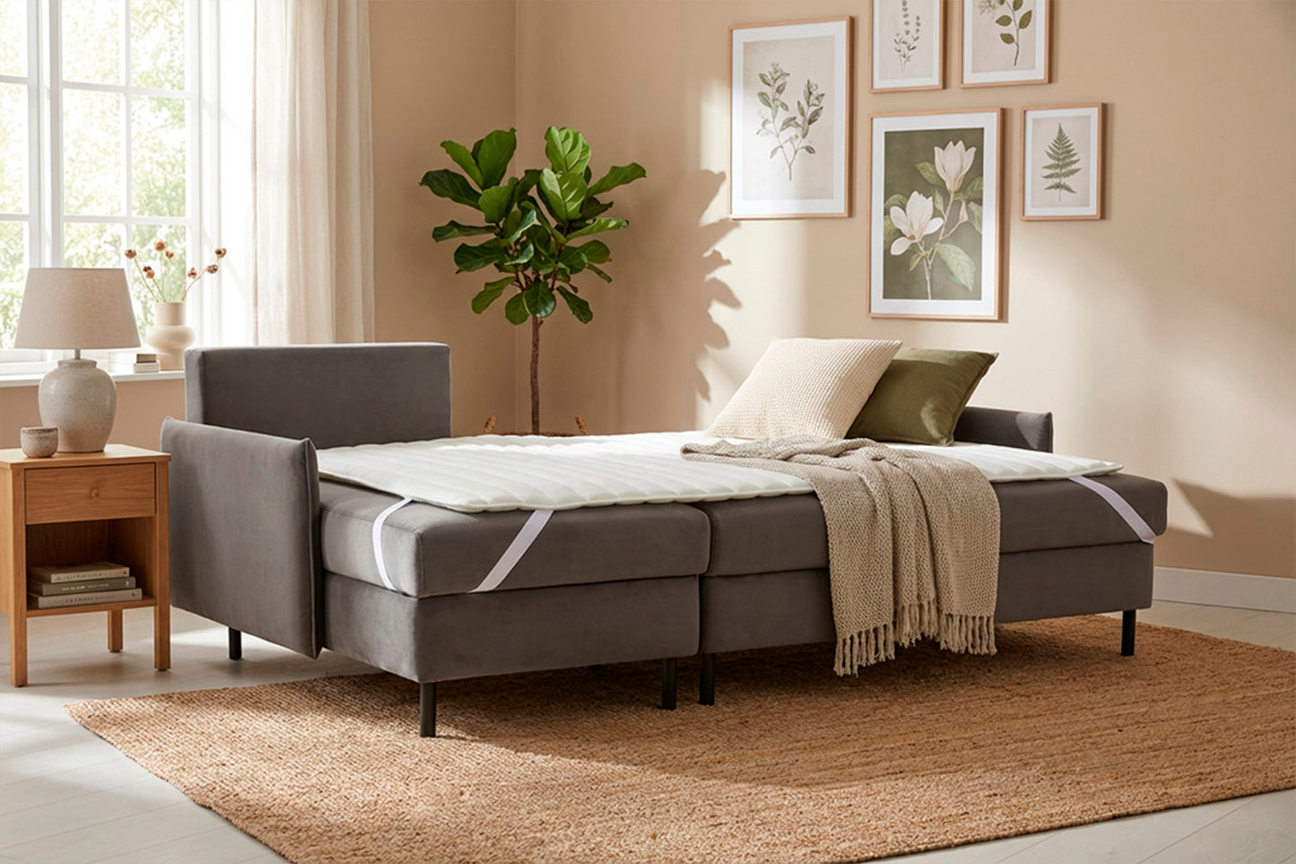 Model 12 Sofa Bed with Storage 3 Seater Left Chaise, Elephant