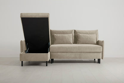 Model 12 Sofa Bed with Storage 3 Seater Left Chaise, Flax