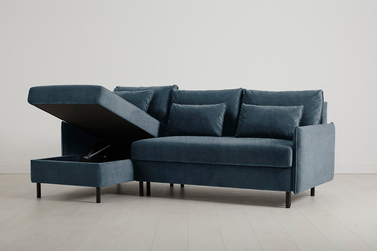 Model 12 Sofa Bed with Storage 3 Seater Left Chaise, Hydro