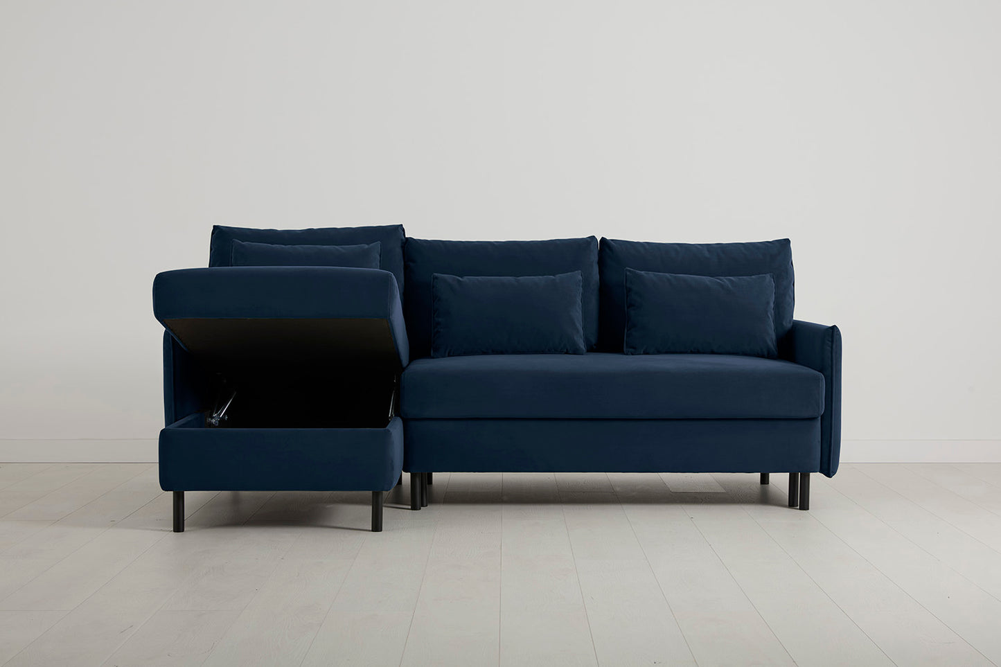 Model 12 Sofa Bed with Storage 3 Seater Left Chaise, Indigo