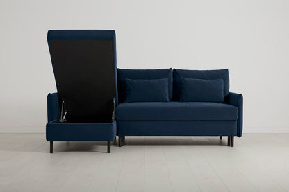 Model 12 Sofa Bed with Storage 3 Seater Left Chaise, Indigo
