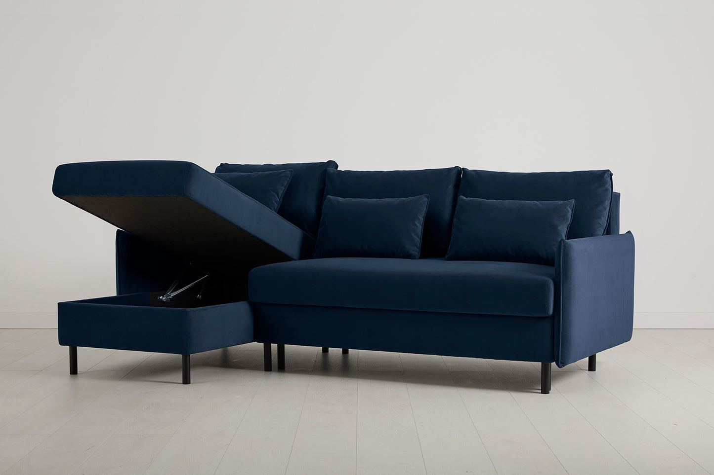 Model 12 Sofa Bed with Storage 3 Seater Left Chaise, Indigo
