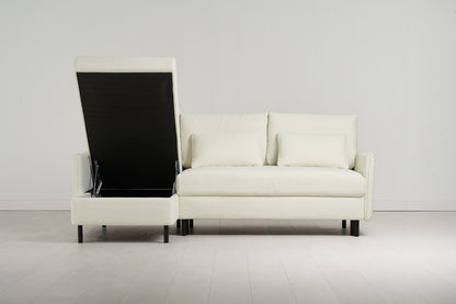 Model 12 Sofa Bed with Storage 3 Seater Left Chaise, Ivory