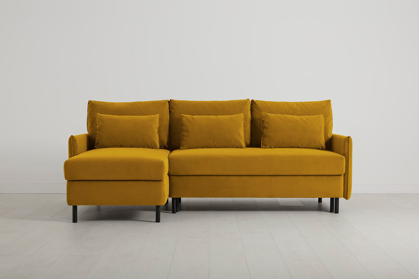 Model 12 Sofa Bed with Storage 3 Seater Left Chaise, Mustard
