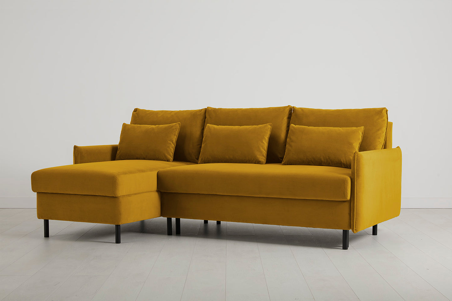 Model 12 Sofa Bed with Storage 3 Seater Left Chaise, Mustard