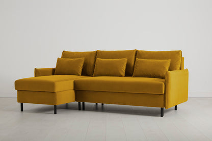 Model 12 Sofa Bed with Storage 3 Seater Left Chaise, Mustard