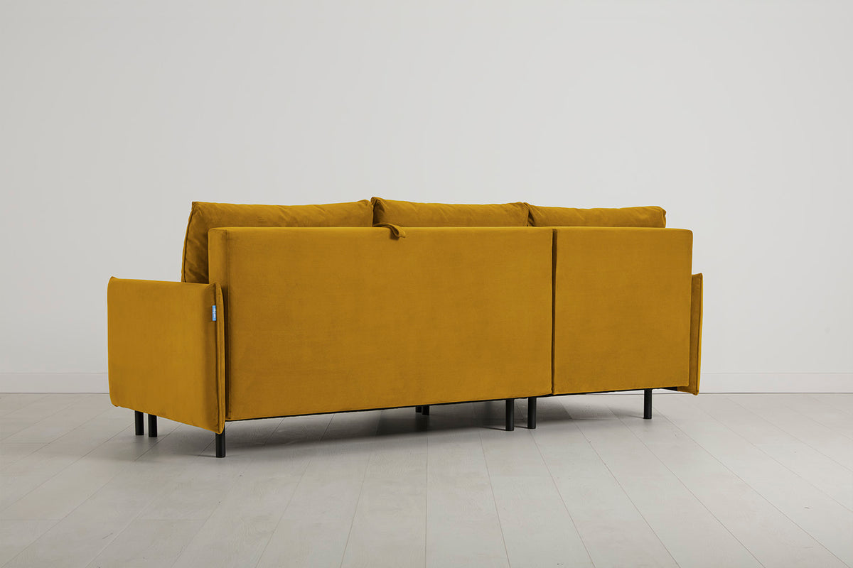 Model 12 Sofa Bed with Storage 3 Seater Left Chaise, Mustard