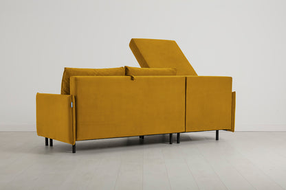 Model 12 Sofa Bed with Storage 3 Seater Left Chaise, Mustard