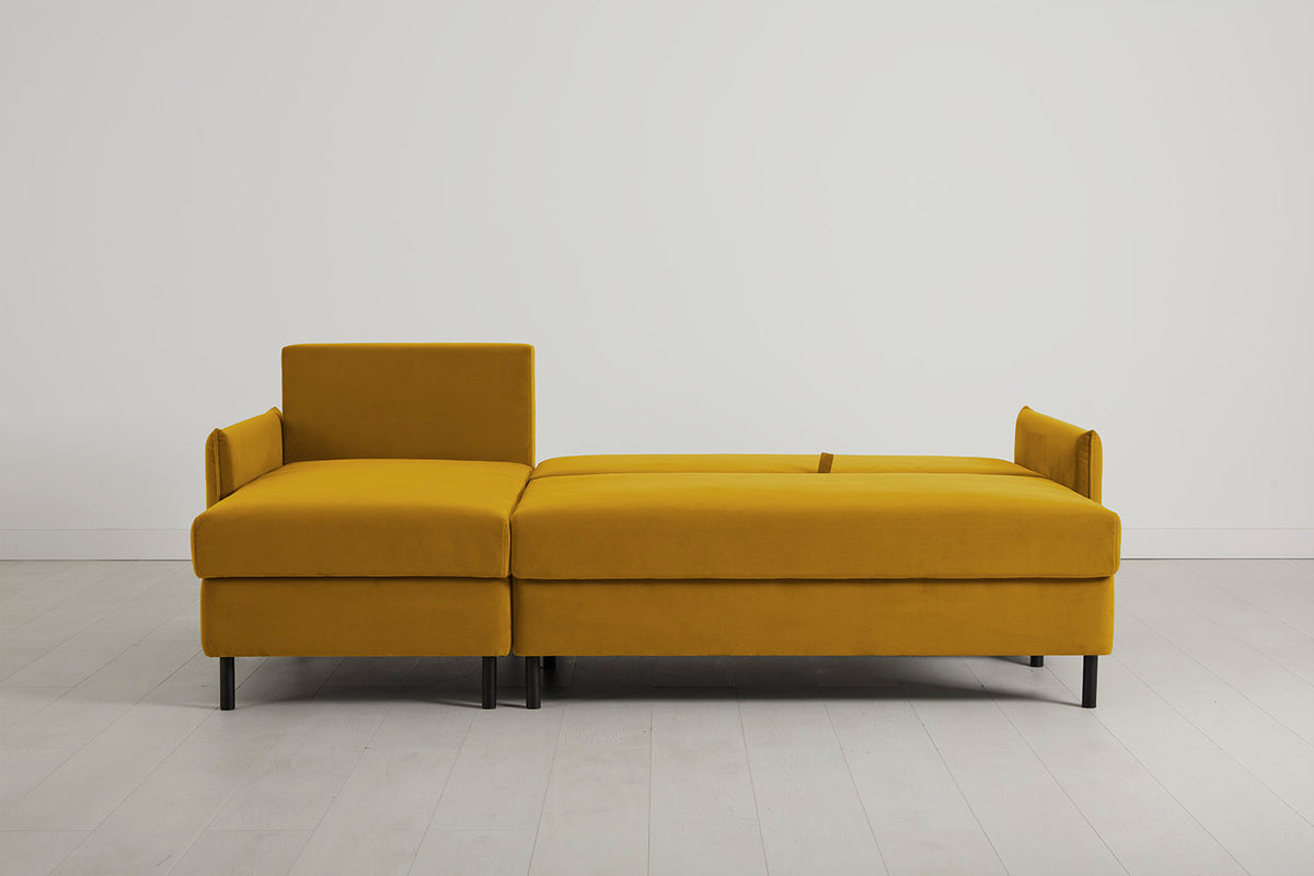 Model 12 Sofa Bed with Storage 3 Seater Left Chaise, Mustard