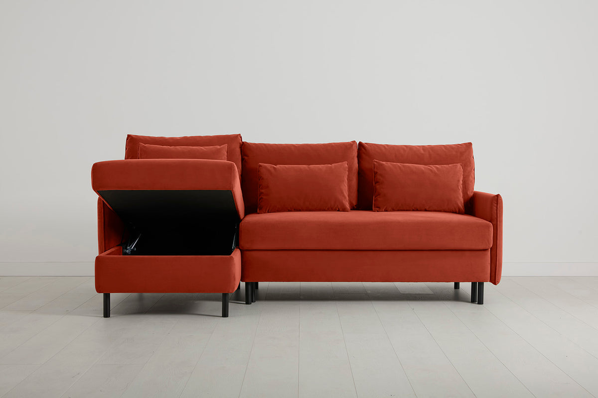 Model 12 Sofa Bed with Storage 3 Seater Left Chaise, Paprika