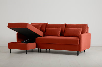 Model 12 Sofa Bed with Storage 3 Seater Left Chaise, Paprika