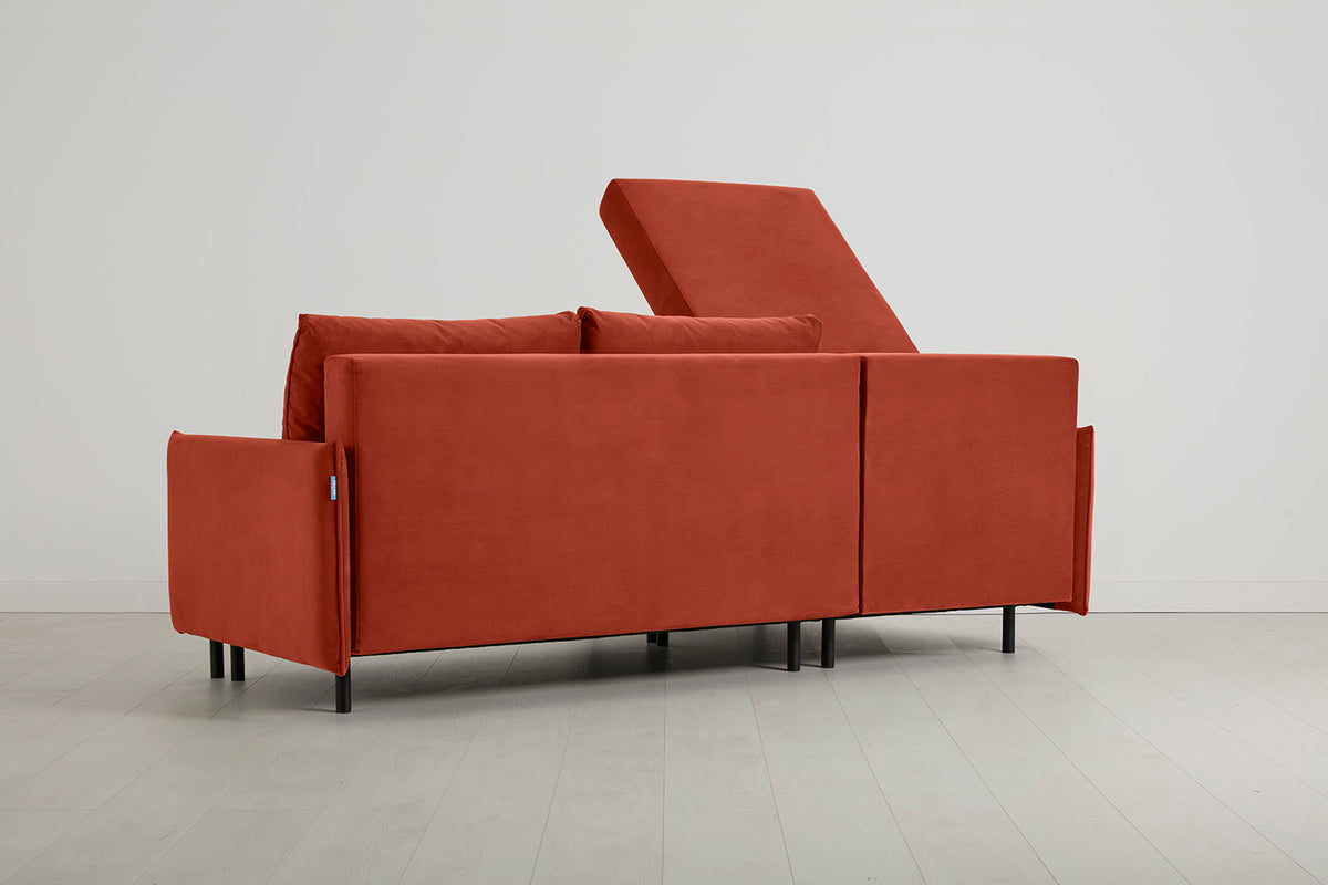 Model 12 Sofa Bed with Storage 3 Seater Left Chaise, Paprika
