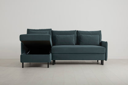Model 12 Sofa Bed with Storage 3 Seater Left Chaise, Petrol