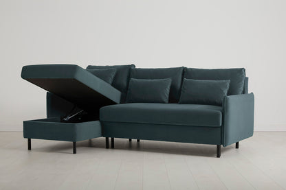 Model 12 Sofa Bed with Storage 3 Seater Left Chaise, Petrol