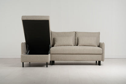 Model 12 Sofa Bed with Storage 3 Seater Left Chaise, Pumice