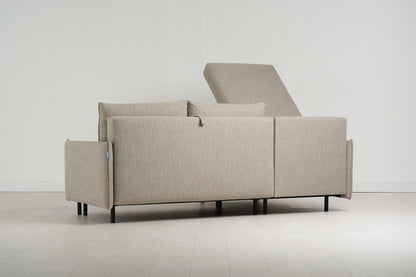 Model 12 Sofa Bed with Storage 3 Seater Left Chaise, Pumice
