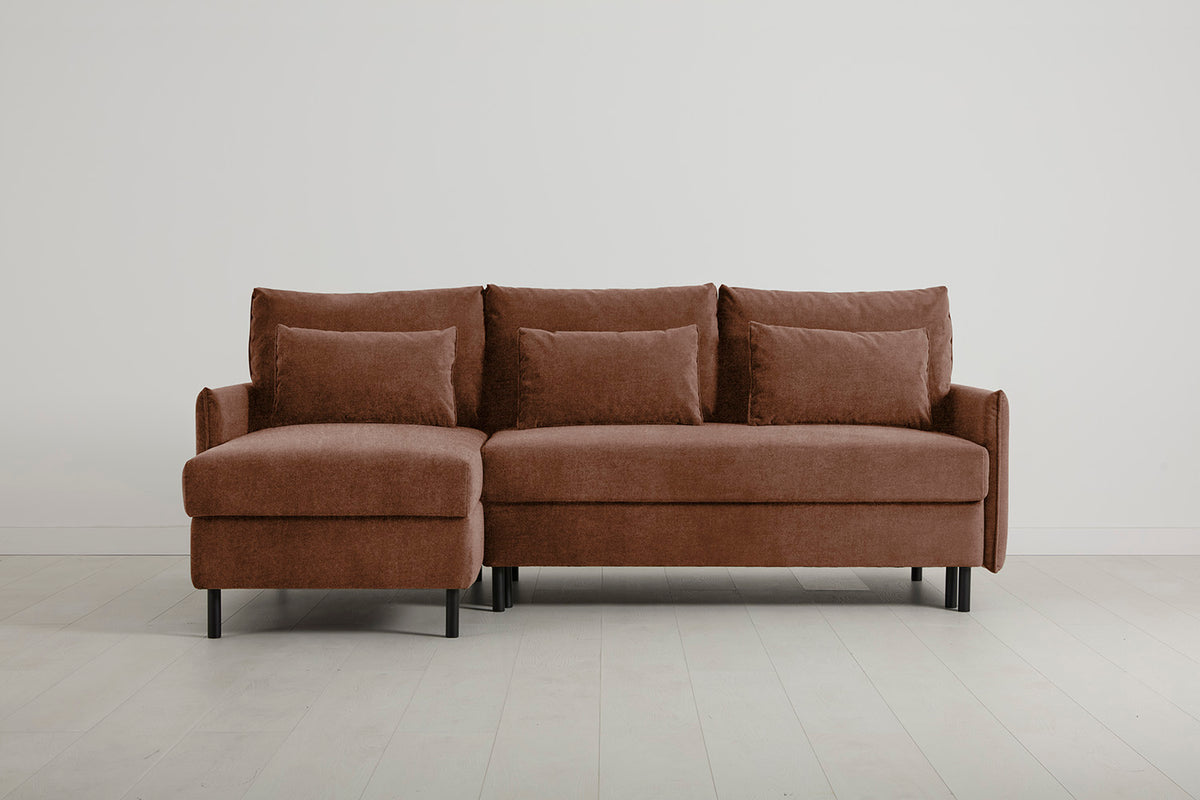 Model 12 Sofa Bed with Storage 3 Seater Left Chaise, Russet
