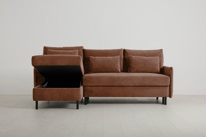 Model 12 Sofa Bed with Storage 3 Seater Left Chaise, Russet