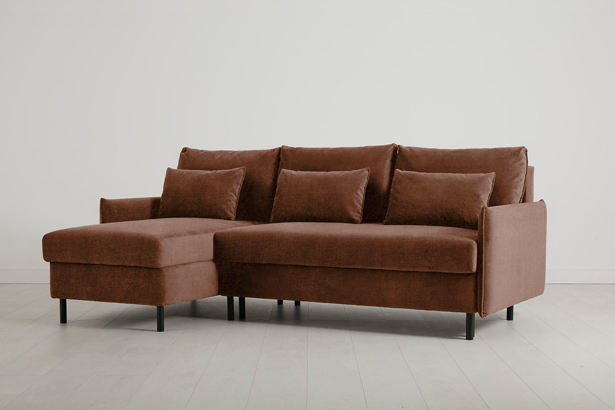 Model 12 Sofa Bed with Storage 3 Seater Left Chaise, Russet