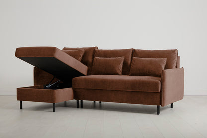 Model 12 Sofa Bed with Storage 3 Seater Left Chaise, Russet
