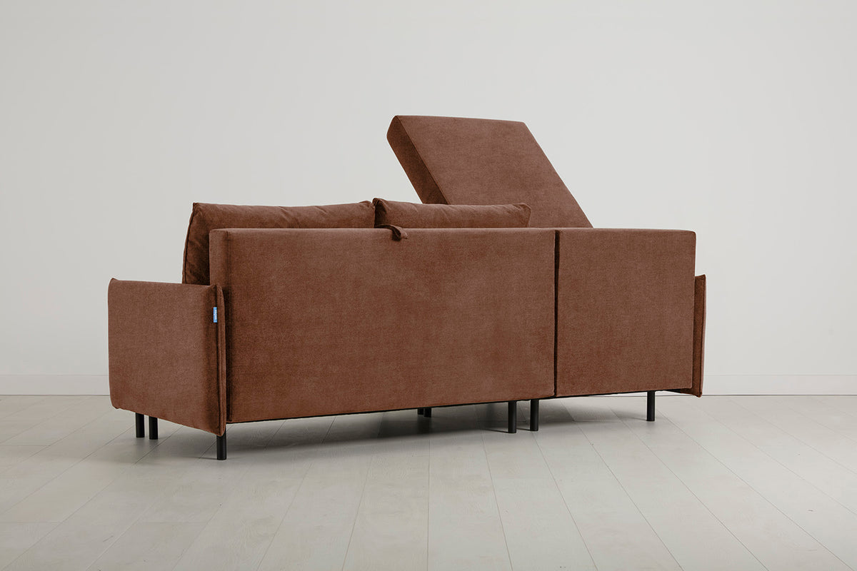 Model 12 Sofa Bed with Storage 3 Seater Left Chaise, Russet