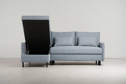 Model 12 Sofa Bed with Storage 3 Seater Left Chaise, Seaglass