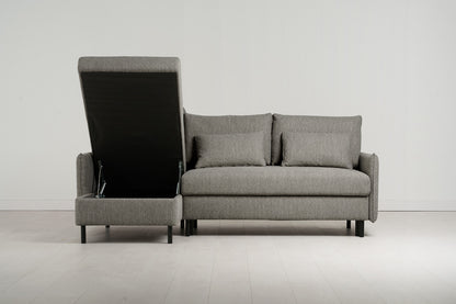 Model 12 Sofa Bed with Storage 3 Seater Left Chaise, Shadow