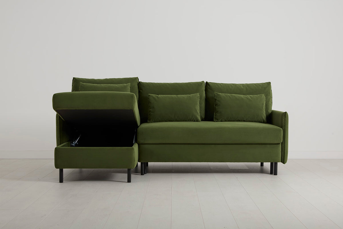 Model 12 Sofa Bed with Storage 3 Seater Left Chaise, Vine