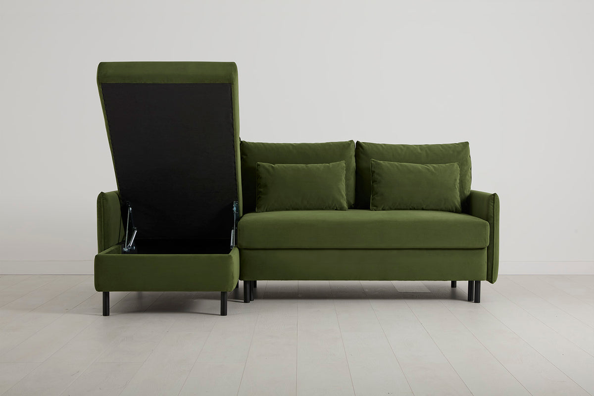 Model 12 Sofa Bed with Storage 3 Seater Left Chaise, Vine