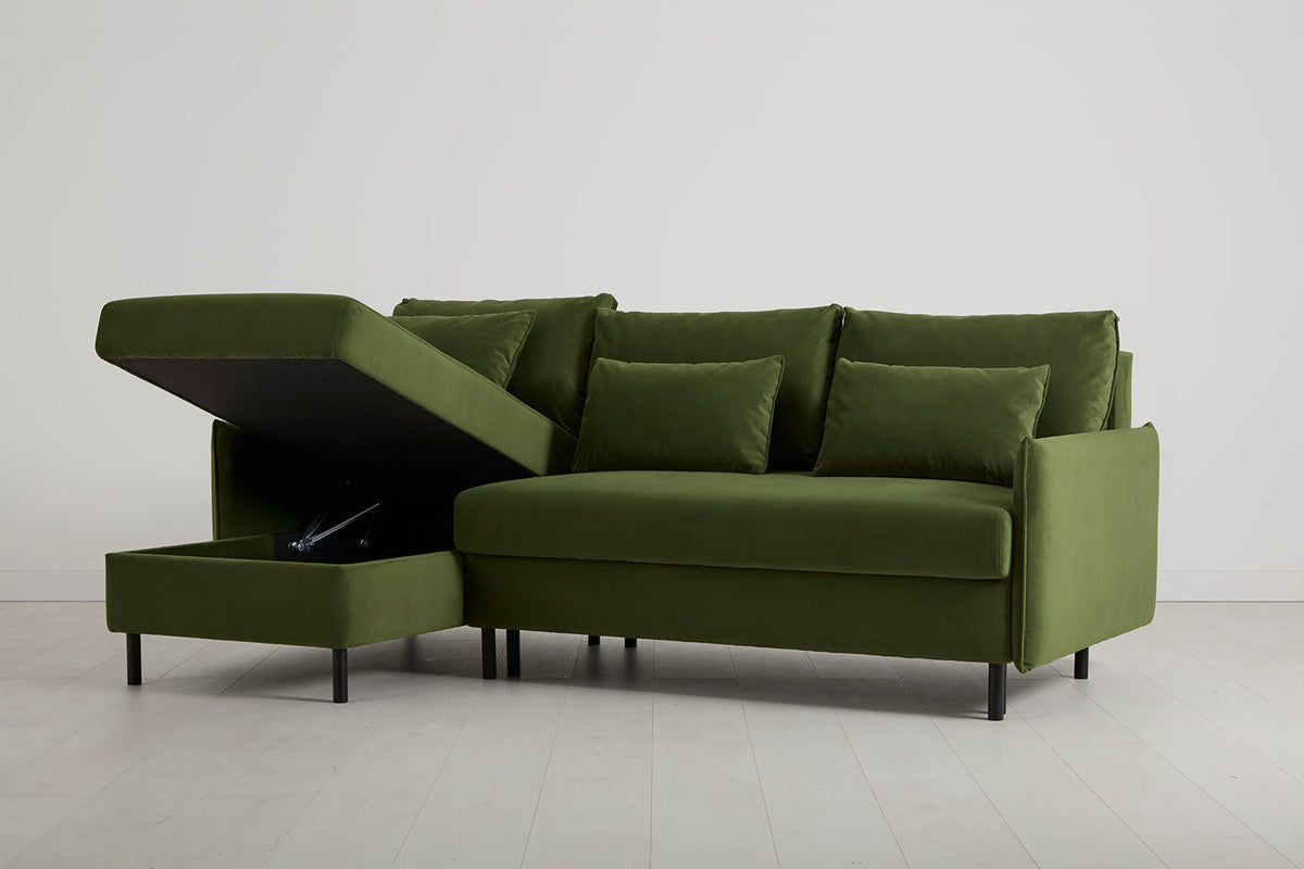 Model 12 Sofa Bed with Storage 3 Seater Left Chaise, Vine