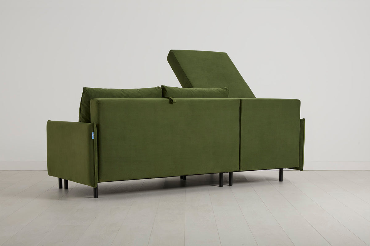 Model 12 Sofa Bed with Storage 3 Seater Left Chaise, Vine