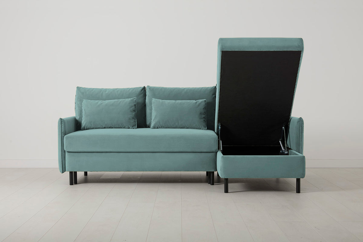 Model 12 Sofa Bed with Storage 3 Seater Right Chaise, Airforce
