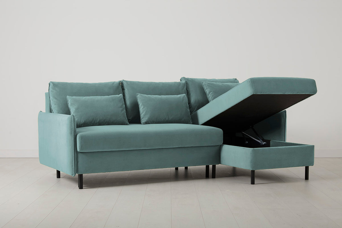 Model 12 Sofa Bed with Storage 3 Seater Right Chaise, Airforce