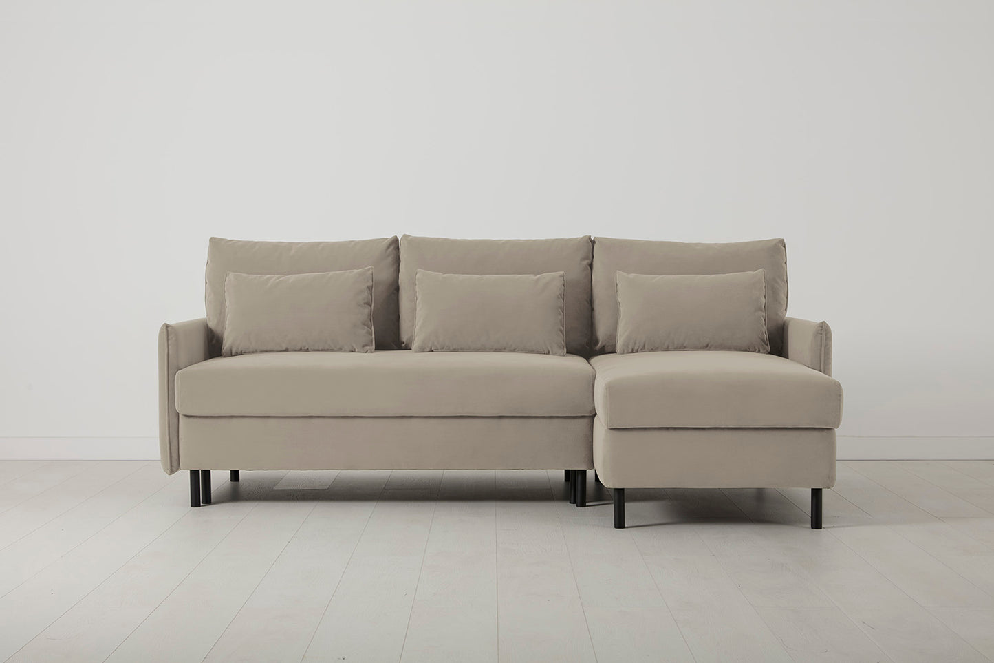 Model 12 Sofa Bed with Storage 3 Seater Right Chaise, Bone