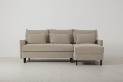 Model 12 Sofa Bed with Storage 3 Seater Right Chaise, Bone