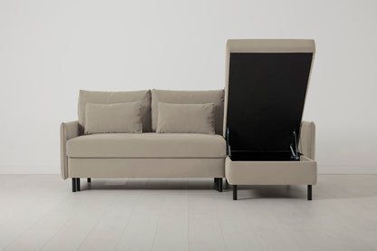 Model 12 Sofa Bed with Storage 3 Seater Right Chaise, Bone