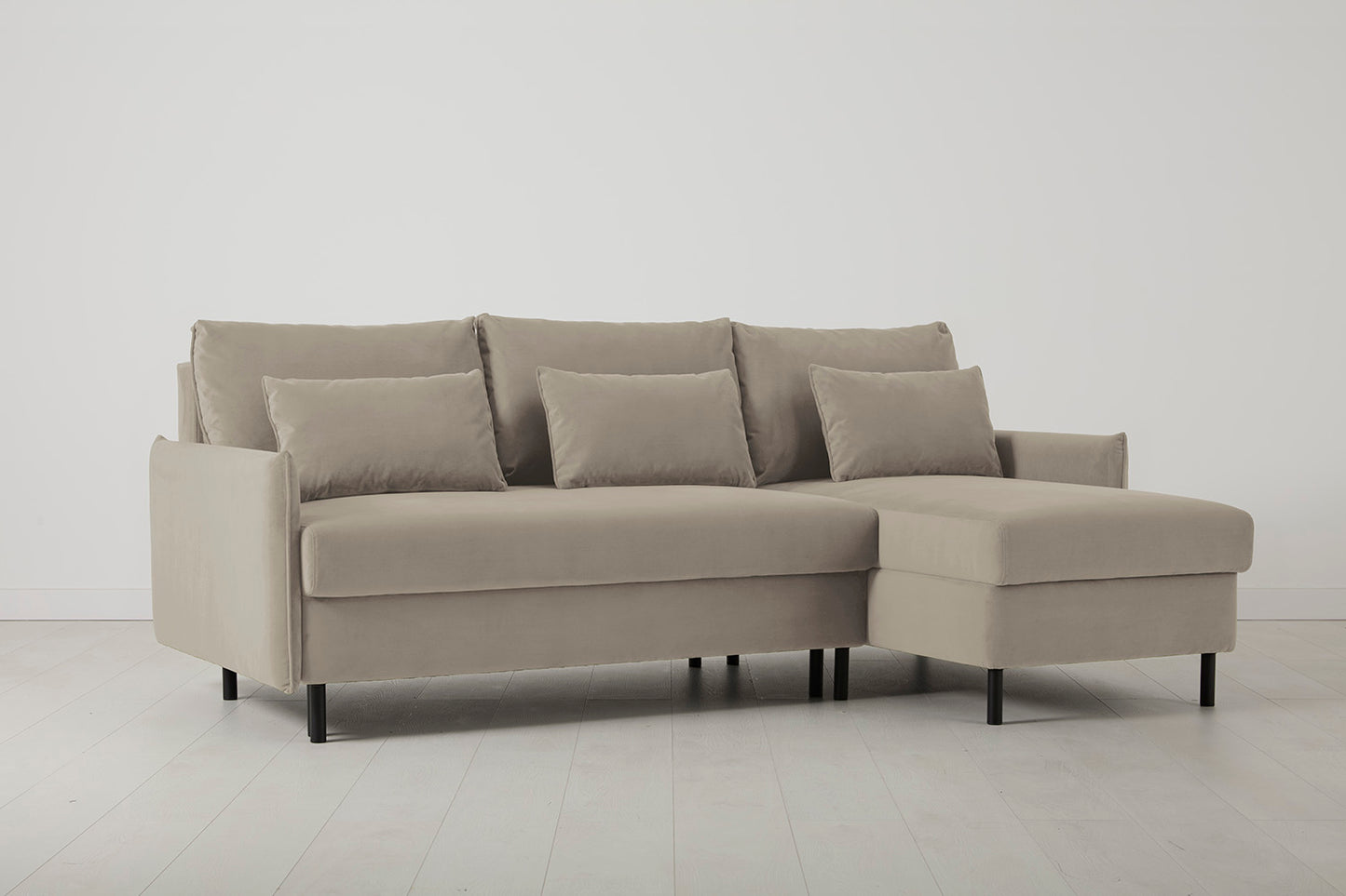 Model 12 Sofa Bed with Storage 3 Seater Right Chaise, Bone