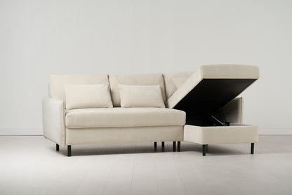 Model 12 Sofa Bed with Storage 3 Seater Right Chaise, Chalk