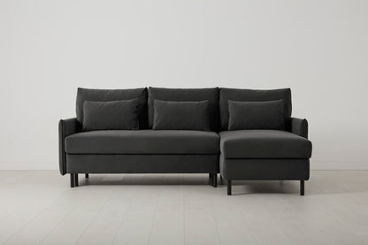 Model 12 Sofa Bed with Storage 3 Seater Right Chaise, Charcoal