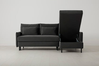 Model 12 Sofa Bed with Storage 3 Seater Right Chaise, Charcoal