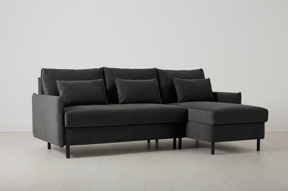 Model 12 Sofa Bed with Storage 3 Seater Right Chaise, Charcoal