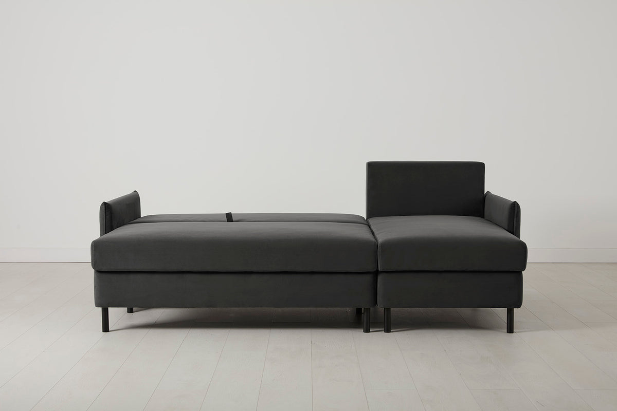 Model 12 Sofa Bed with Storage 3 Seater Right Chaise, Charcoal