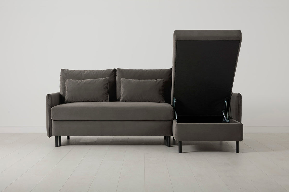 Model 12 Sofa Bed with Storage 3 Seater Right Chaise, Elephant