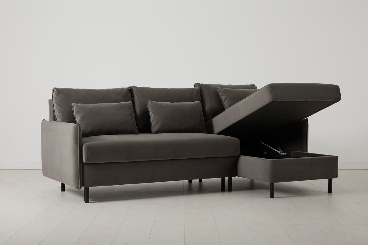 Model 12 Sofa Bed with Storage 3 Seater Right Chaise, Elephant