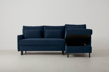 Model 12 Sofa Bed with Storage 3 Seater Right Chaise, Indigo