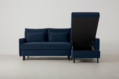 Model 12 Sofa Bed with Storage 3 Seater Right Chaise, Indigo